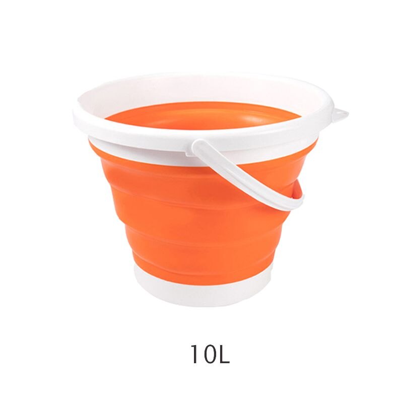 10L/5L/3L Portable Foldable Bucket Collapsible Silicone Bucket Lid Car Washing Pail Outdoor Car Water Storage Tank: Orange 10L