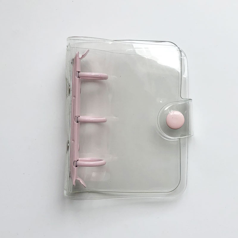 Transparent Star Pink A8 Mini Notebook 3 Hole Planner Binder Spiral Personal Journal clear Shell: NO13