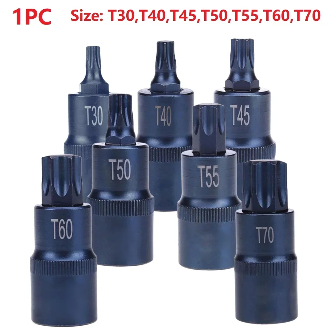 Torx Screwdriver Bit 1/2inch Socket Bits Adapter T30 T40 T45 T50 T55 T60 T70 Torx Socket Adapter Hand Tool For Ratchet Wrenches