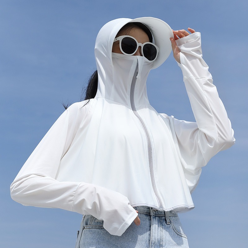 UPF 50+ Dames Zonnebrandcrème Hoodie Effen Kleur Dunne Ijs Zijde Zomer UV-bescherming Jas met lange mouwen Ademend Shirt Kleding