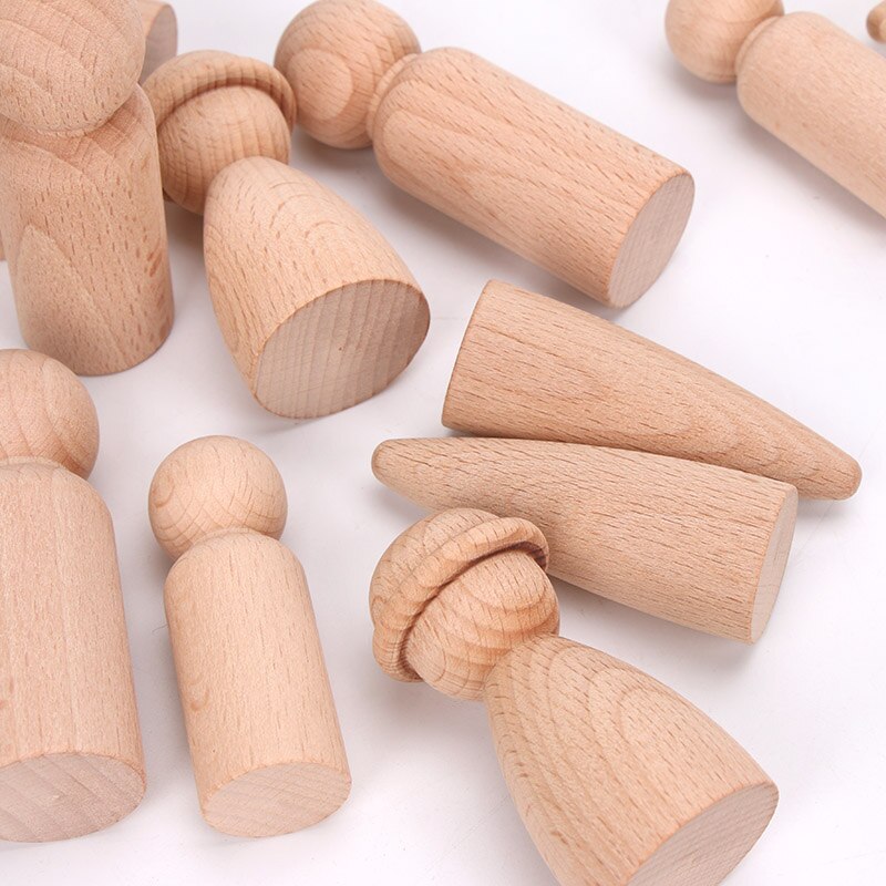 3pcs Beech Wooden Dolls Handmade Painting Loose Parts DIY Painting Wood Honeycomb Mushrooms Cones Droplets Acorns Toy