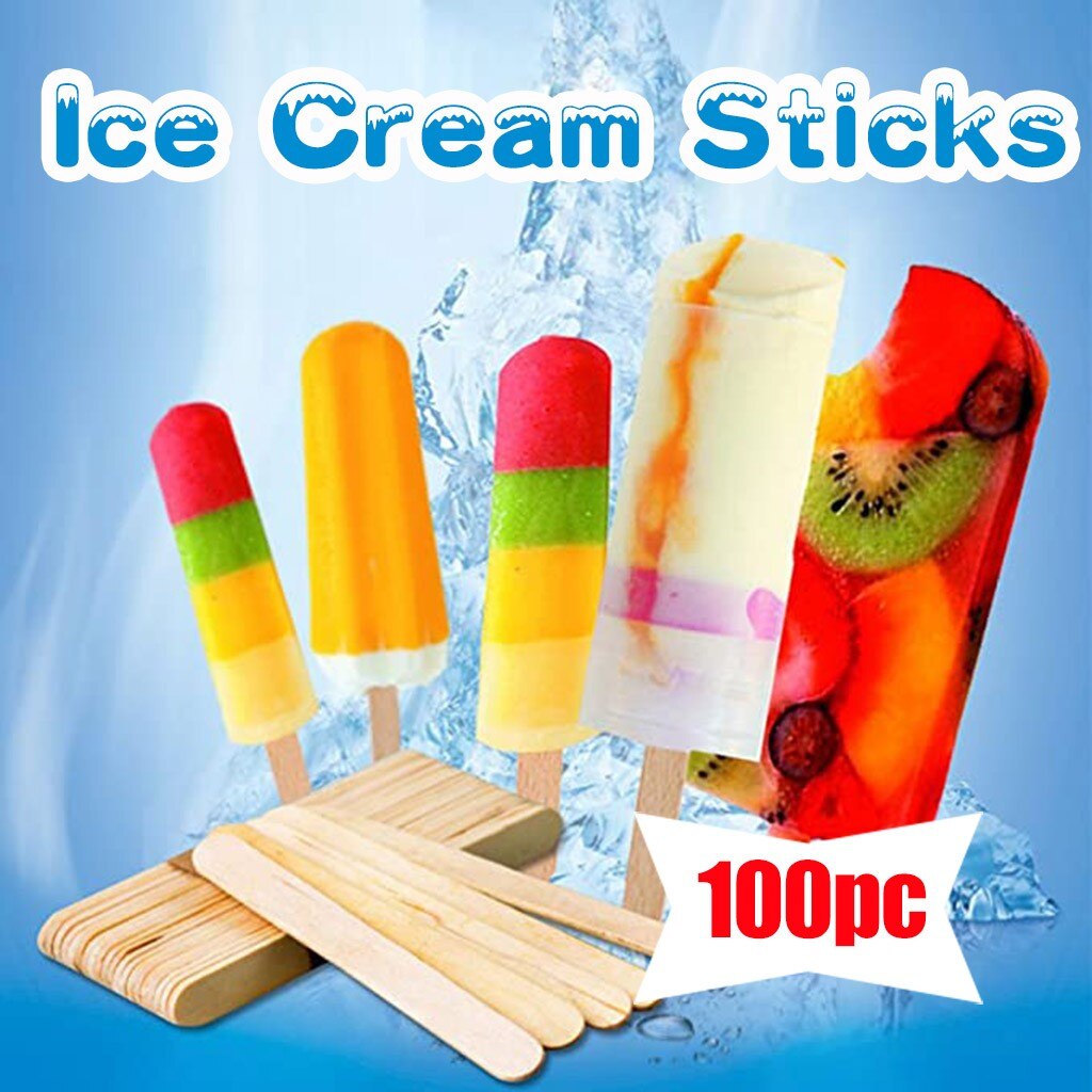 Palos artesanales esenciales para hacer helados, bastón de madera Natural, 100 Uds.