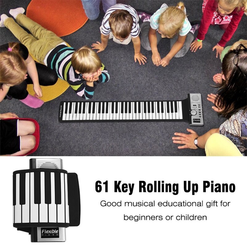 Roll Piano Portable Electronic Piano (61 Keys, White)