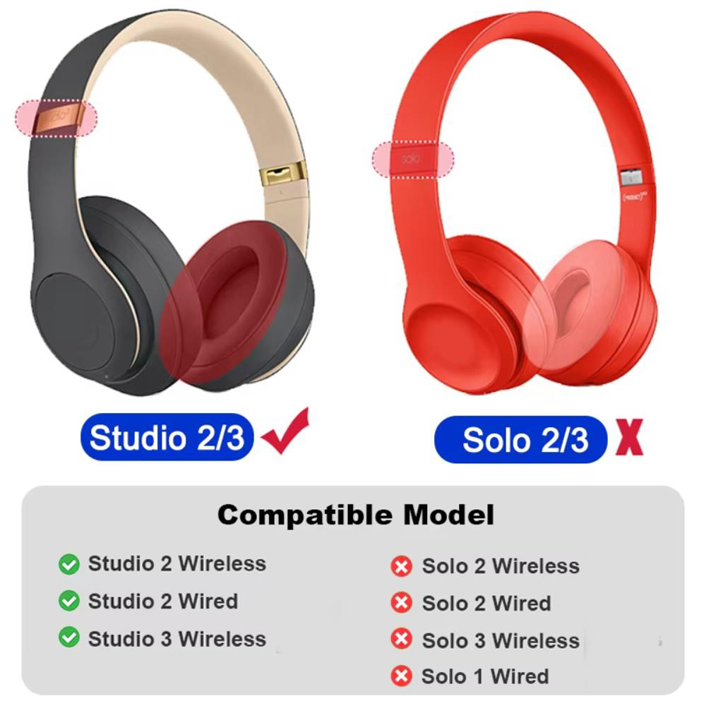 Ørepuder til beats studio 2.0 studio 3.0 trådløse og kablede hovedtelefoner, udskiftningsørepuder, proteinlæder  b0500 b0501