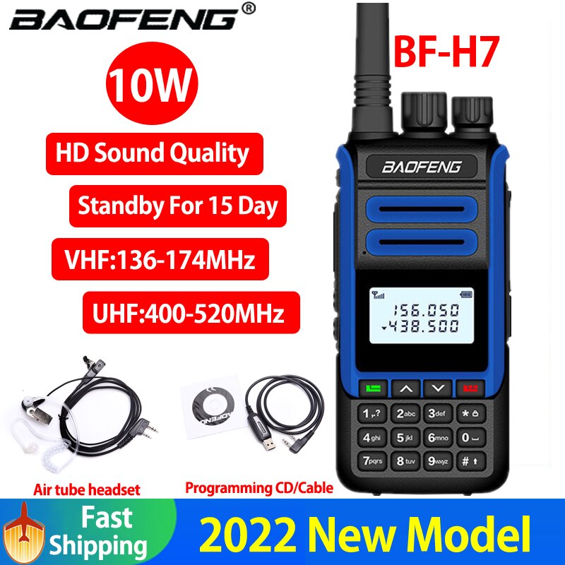 BaoFeng-walkie-talkie BF-H7 de 10W, estación de Radio CB Amateur potente, transceptor de banda Dual BF-H7, intercomunicador de caza, 10KM