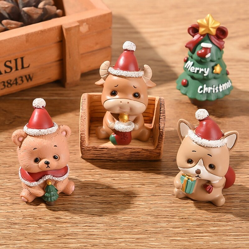 1PC Miniatur Harz Schmücken Harz Mini Figur Weihnachten Santa Claus Harz Spielzeug DIY Garten Ornament Handwerk Kinder Spielzeug