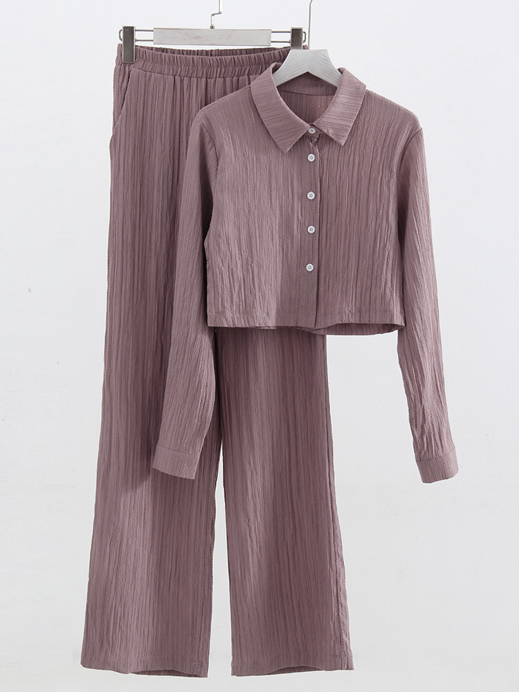 Sommersæt med crop top og bukser til kvinder, 2- delte lige bukser, damejakkesæt, 2-delte sæt til kvinder, skjorte og bukser: S / Grå