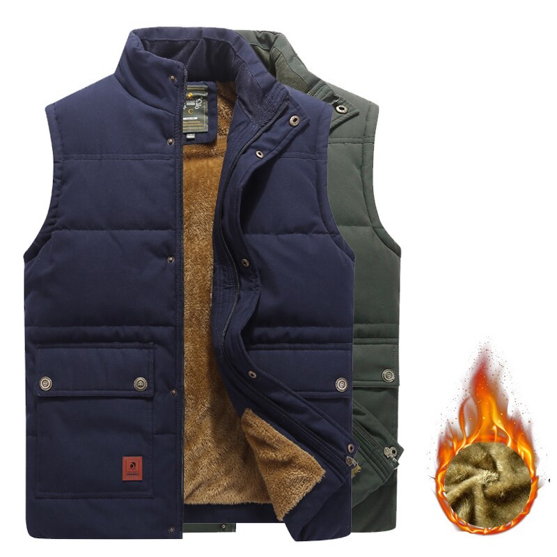 L-5XL Wandelen Vest Mannen Winter Jas Trekking Outdoor Vissen Jas Warme Jas Jeep Vest Jas Fleece Army Green Vest