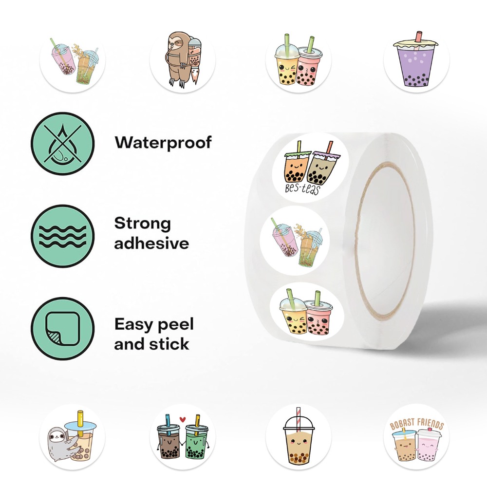 500 stks Cartoon Parel Melk Thee Stickers Pack Voor Meisje Boba Bubble Teas Decal Sticker Om DIY beloning afdichting label Laptop Gitaar