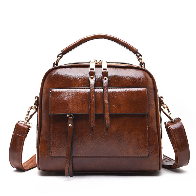 Retro luxe handtassen damestassen merk schoudertas hoge capaciteit crossbody tassen voor vrouwen tote: Bruin