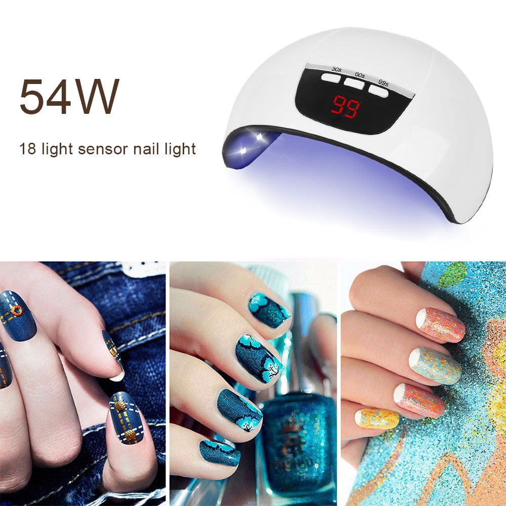 Uv Led Lamp Nagel Droger 54W Usb-kabel Lcd-scherm Voor Curing Gel Polish 30 S/60 S/99 S Automatische Sensing Nail Art Manicure Gereedschap # 1A