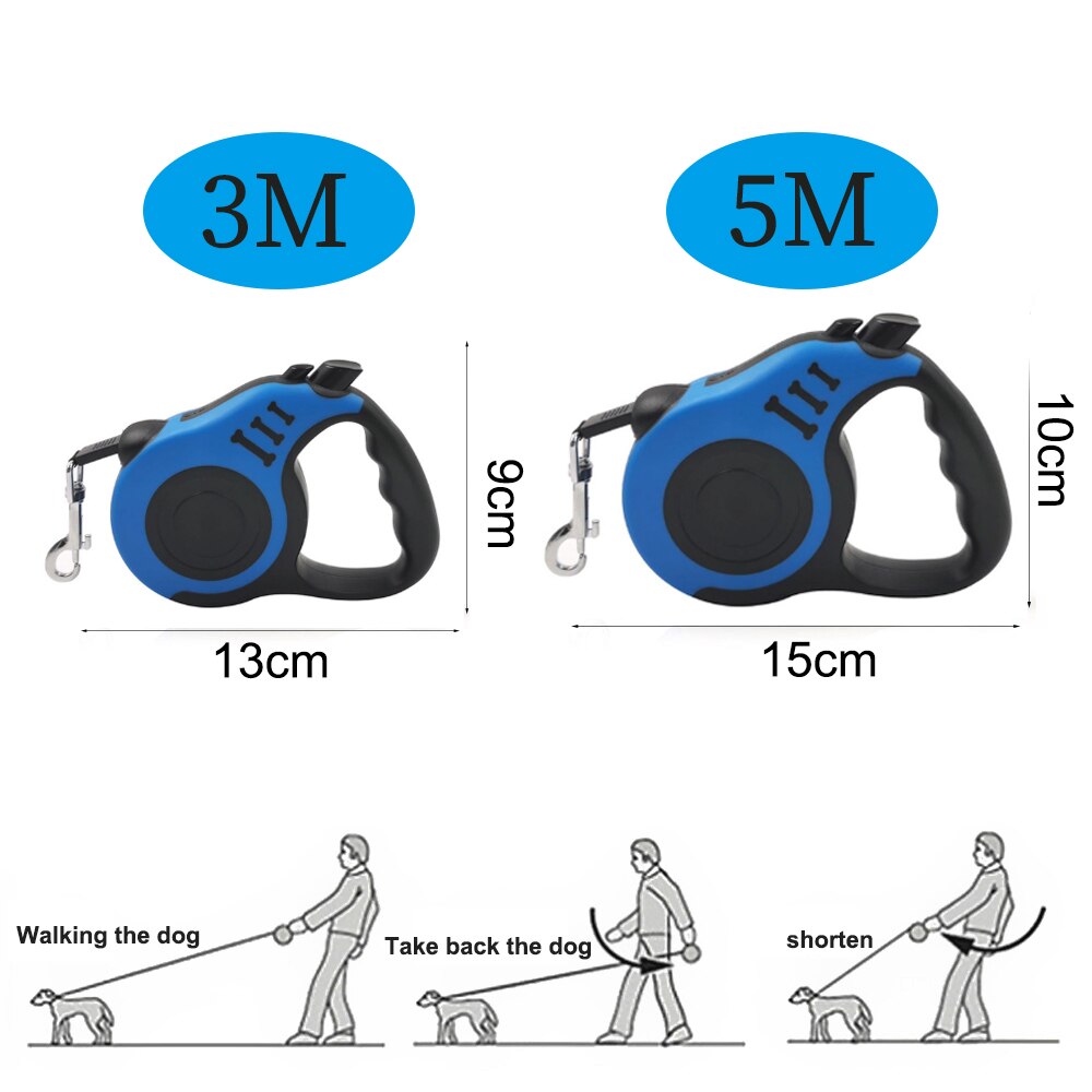 Laisse rétractable pour chien et chat, en Nylon, Durable, 3M/5M, automatique, pour petits et moyens animaux de compagnie