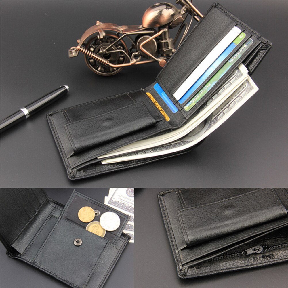 Slanke Klassieke Mannen Portemonnee Toevallige Portemonnee Draagbare Pocket Kaarthouder Eenvoudige Praktische Coin Bifold PU Leather