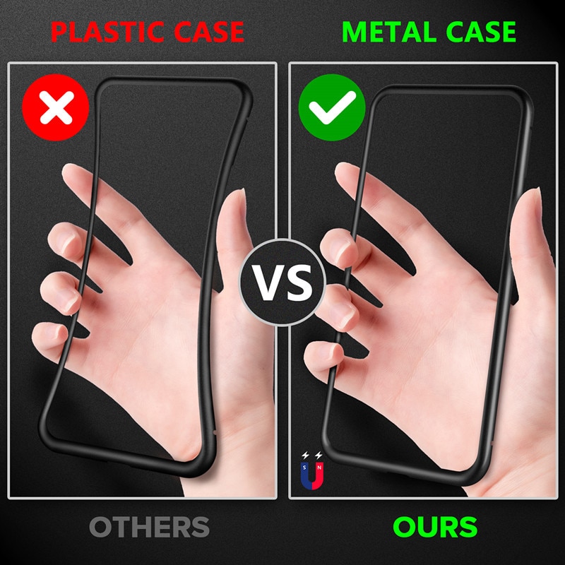 Double-Sided Tempered Glass Cases For Xiaomi Redmi Note 8 7 10 K20 Pro Magnetic Metal Phone Protective For Redmi 8A 7 Full Cover