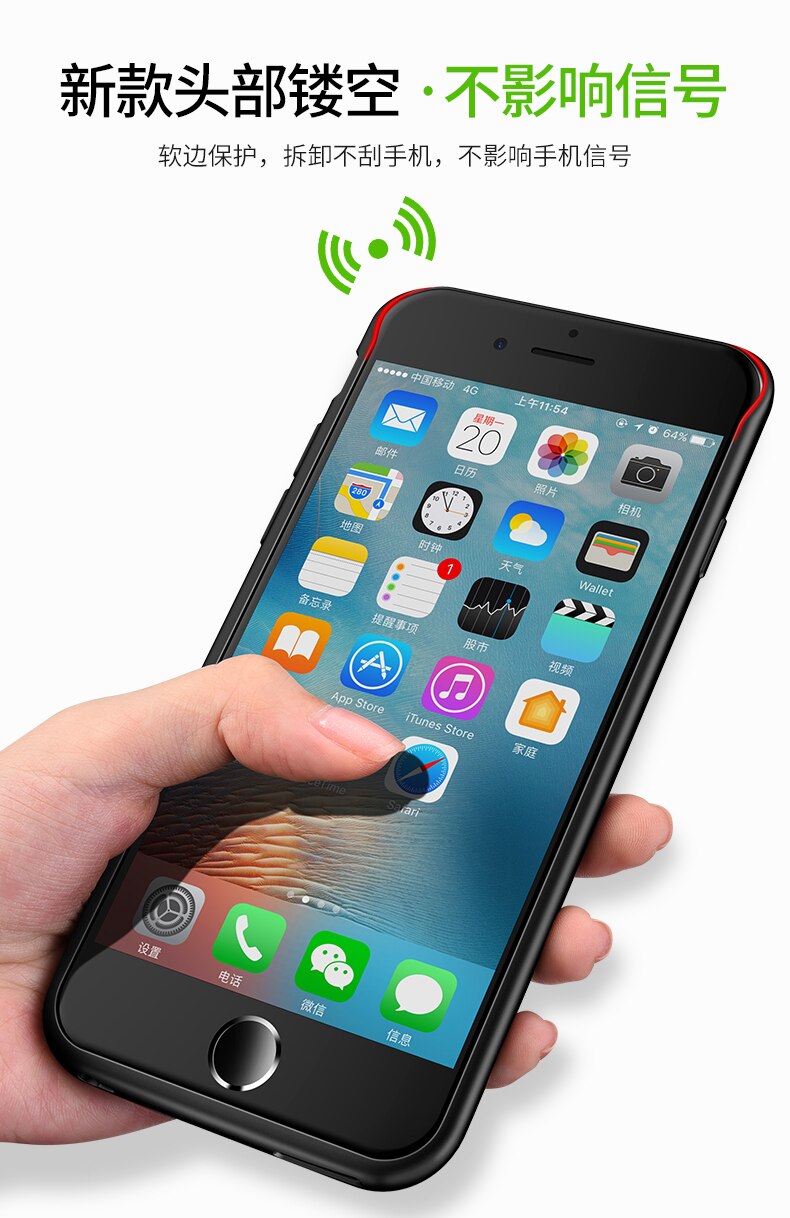 7200Mah Portable Power Bank Backup Pack Magnetische Externe Batterij Oplader Case Beschermhoes Voor Iphone 7Plus 8Plus 5.5Inch