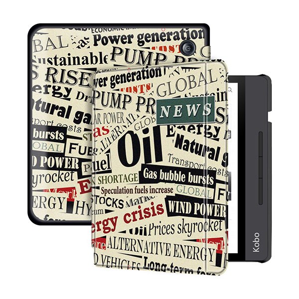 Case for All Kobo Libra H2O 7 Inch e-Books Premium PU Leather hard Shell Cover with Auto Sleep/Wake: newspaper