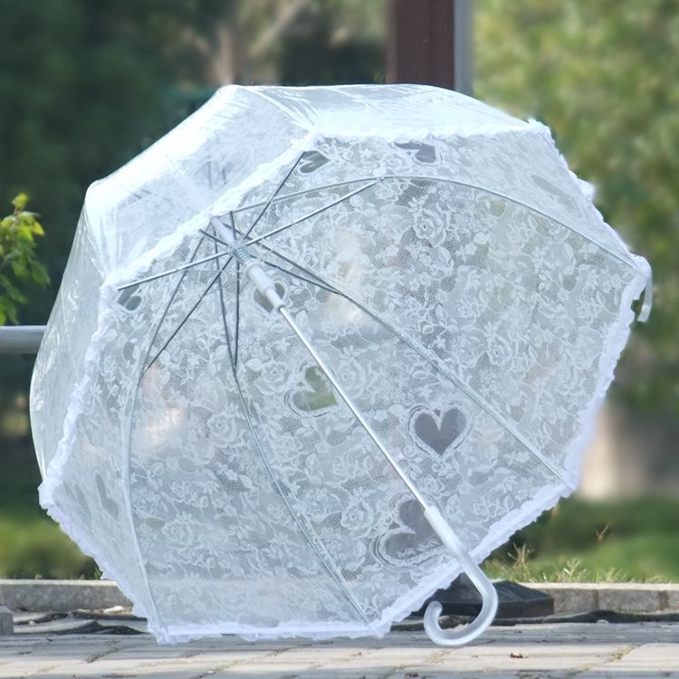 Transparante Zonnescherm Paraplu Zon Kooi Blad Vrouwelijke Paraplu Semi-Automatische Transparante Lange Steel Paraplu Plastic Parasol