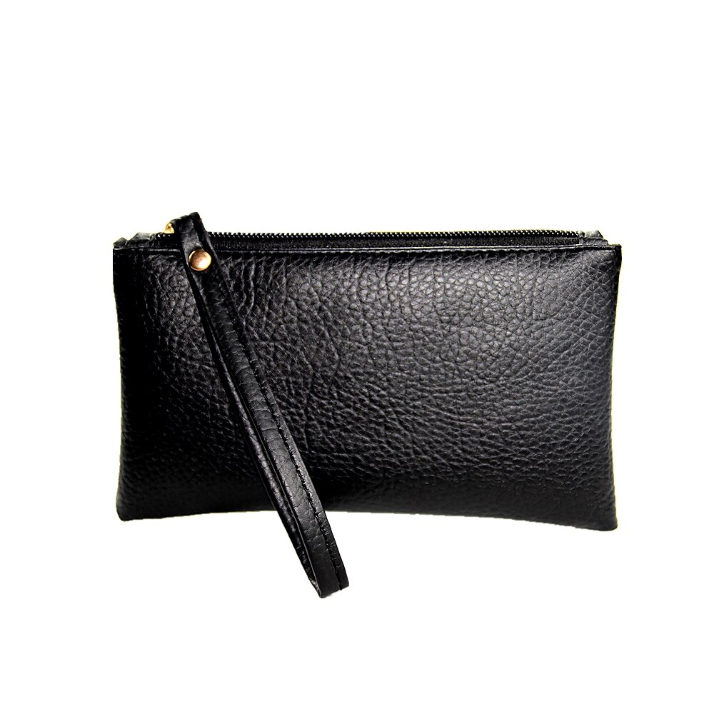 Portefeuille en cuir PU hommes et femmes, sac à main solide et Simple, fermeture éclair, pochette pour monnaie, pochette de téléphone, sac Portable pour achats de fêtes,