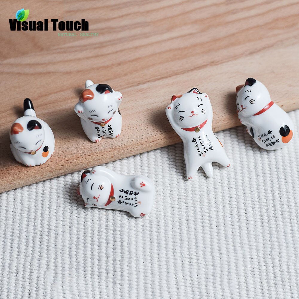 10 Stück Japanische Essstäbchenhalter Aus Keramik - Glückskatzen Design, Süße Deko Für Tisch & Küche