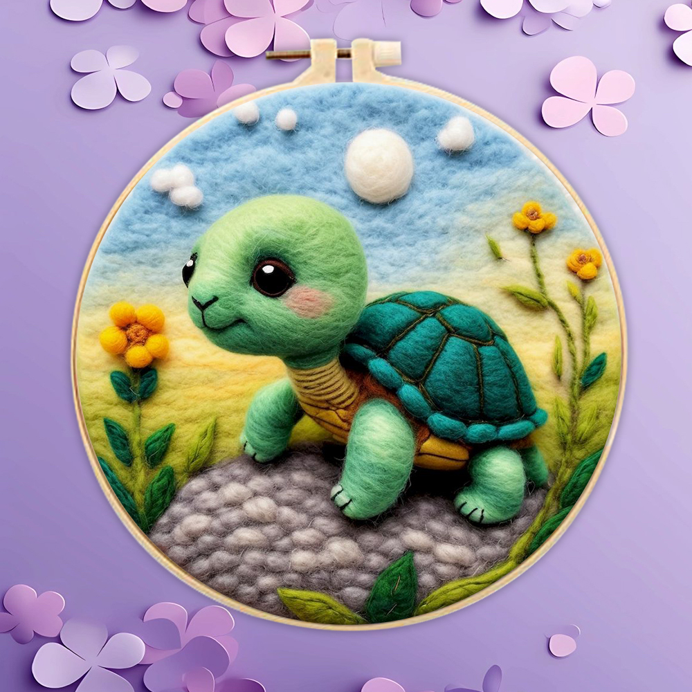Photocustom 20 x 20cm ram gör-det-själv-ullmålningskit med broderi gör-det-själv-ullnålfiltmålning djurbild filtdekoration: Röd
