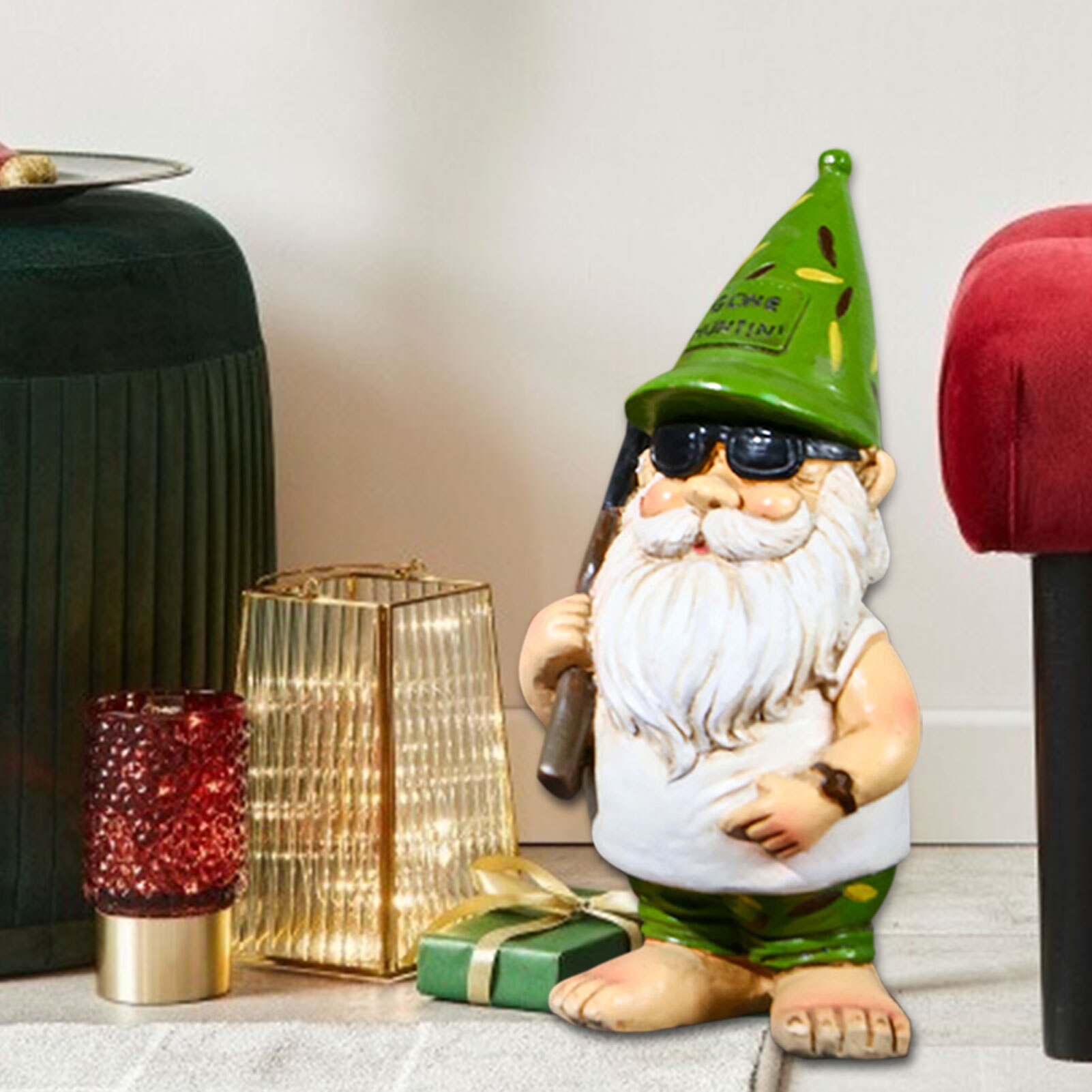 Funny Resin Garden Gnome Statue Cute Christmas Figurines Naughty Gnome Crafts Old Man Lawn Yard Decor Cartoon Statue