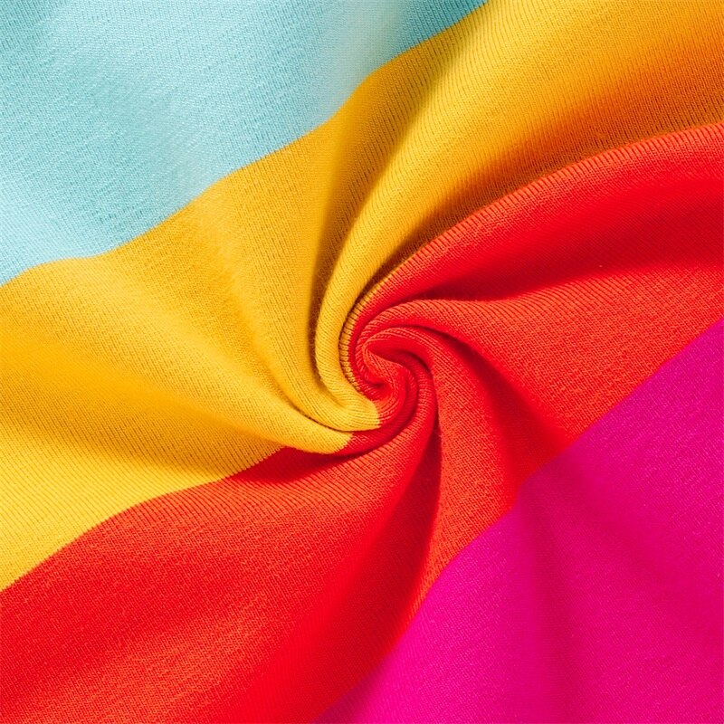 Herfst Lente Kinderen Hoodies Kinderen Meisje Jongen Regenboog Streep Hooded Lange Mouw Sweatshirt