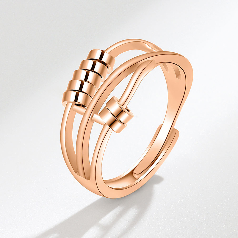 Anxiety Ring Adjustable Opening Women Men Fidget Ring With Bead Worry Stress Relief Jewelry For Female Stacking Finger Rings: RING1680-1