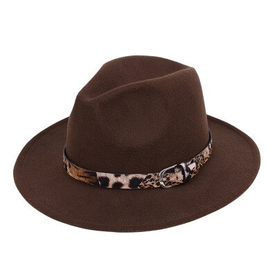 Vidvinkel mænd & kvinder outback hat panama jazz hat filt fedora hatte cowboy hat: Chokoladefarve