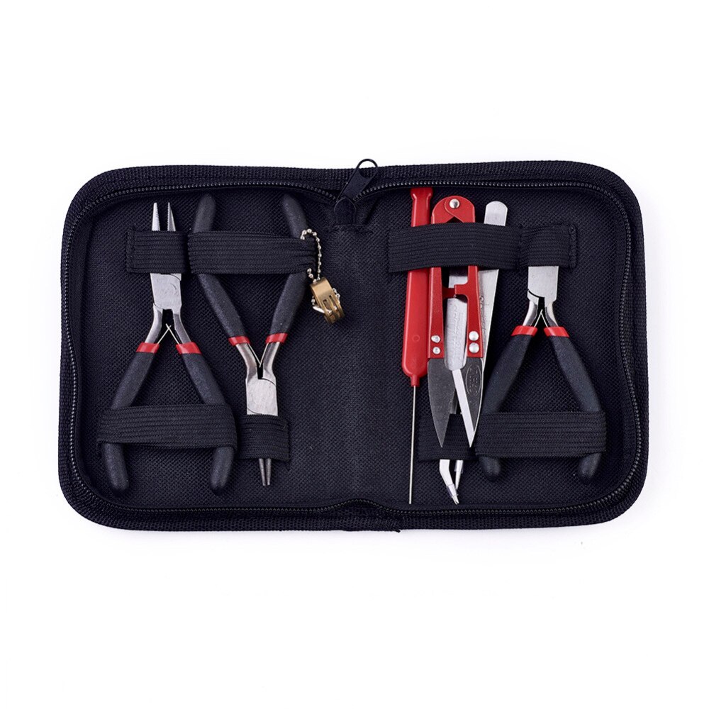 DIY Jewelry Tools Sets Nippers Repair Tool with Pliers Scissor Tweezers Vernier Caliper Tape Measure Pins Mixed Color F80: 7