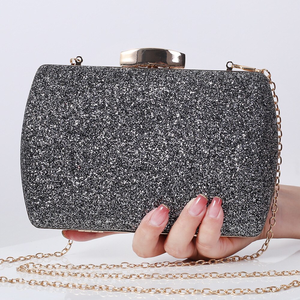 Vrouwen Sequin Shiny Avond Handtas Metalen Avondtasje Keten Schoudertas Gold Bridal Clutch Purse Bag Luxe Bruiloft Portemonnee