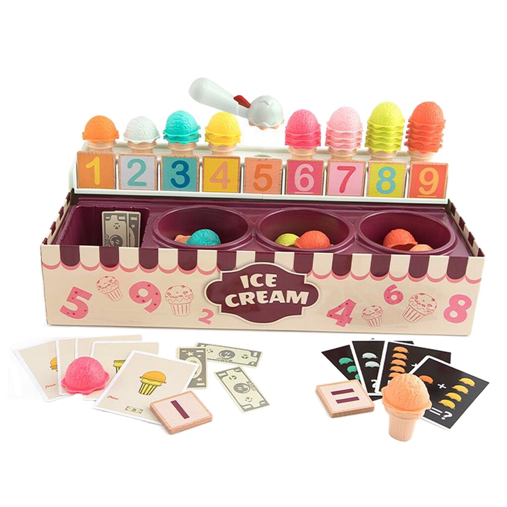 Ice Cream Math Toy, Ice Cream Scoop Game Set for Toddlers, Imitating