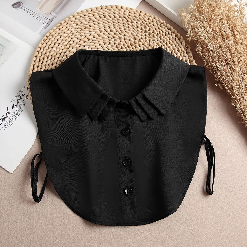 2022 Vrouwen Afneembare Revers Nep Kraag Ruches Kant Overhemd Valse Kraag Blouse Verwijderbare Valse Half Shirt Blouse Decoratie: black