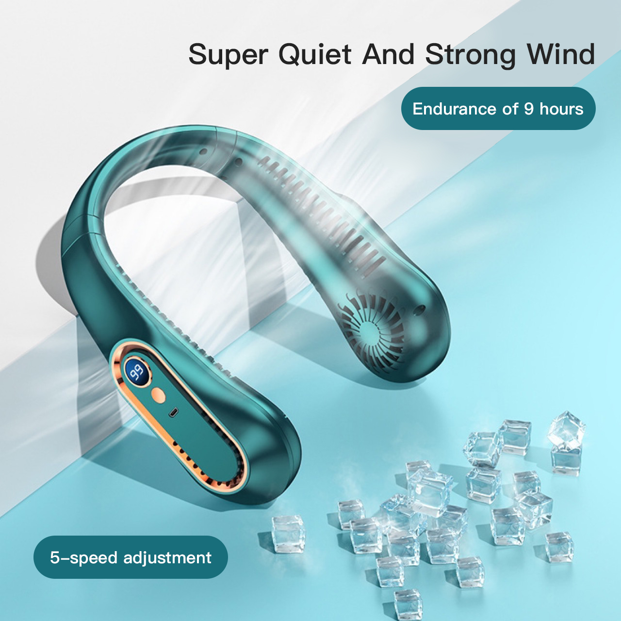 3000mAh ventilateur de cou suspendu Portable sans lame Mini USB Rechargeable muet LED affichage numérique ventilateur électrique refroidisseur d'air d'été ﻿: Violet