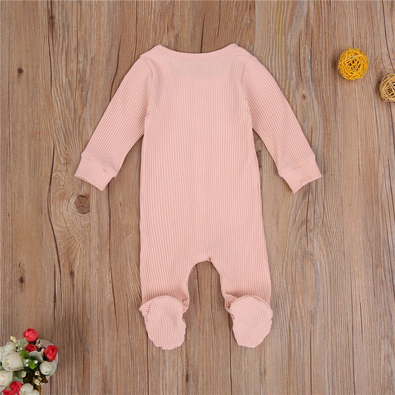 Unisex Baby Boy Girl Baby Voet Wrap Een Stuk Katoen Snap Sluiting Betaalde Effen Kleur Warm Outfitsnewborn Sleep Play jumpsuit