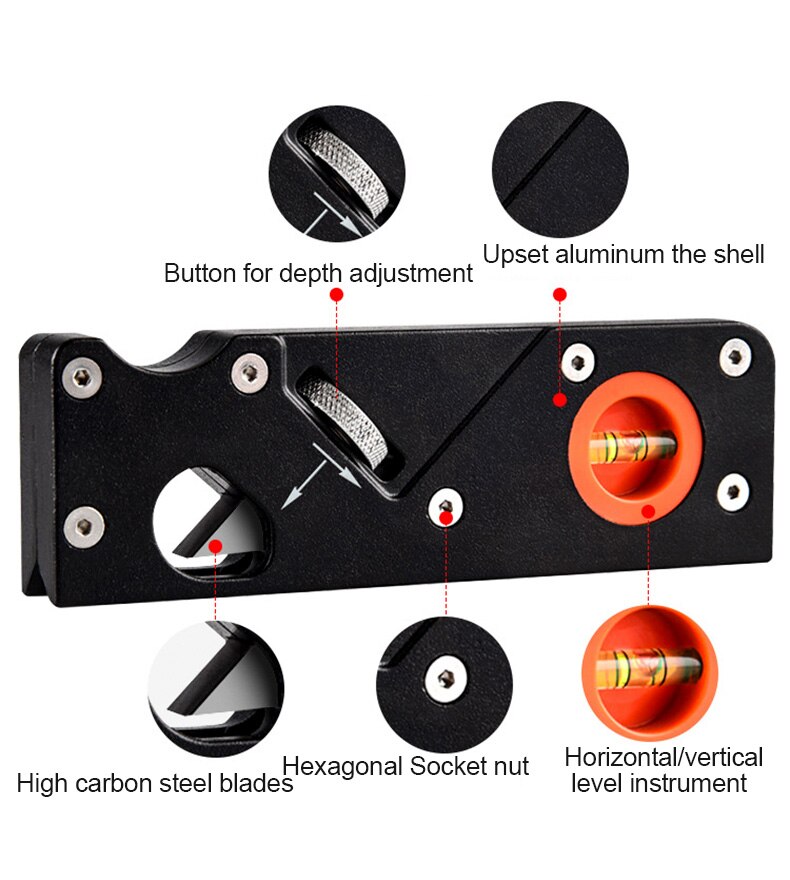 TRANVON Adjustable DIY Woodworking Manual Chamfer Planer Plane Bevel 45 Degrees Trimming Tool Planer