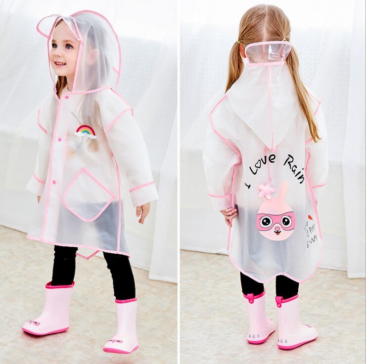 Regenmantel kinder transparent OutdoorWaterproof EVA Regen Mantel Kinder Undurchlässig Poncho Junge Mädchen Regen Mit Kapuze Jacke