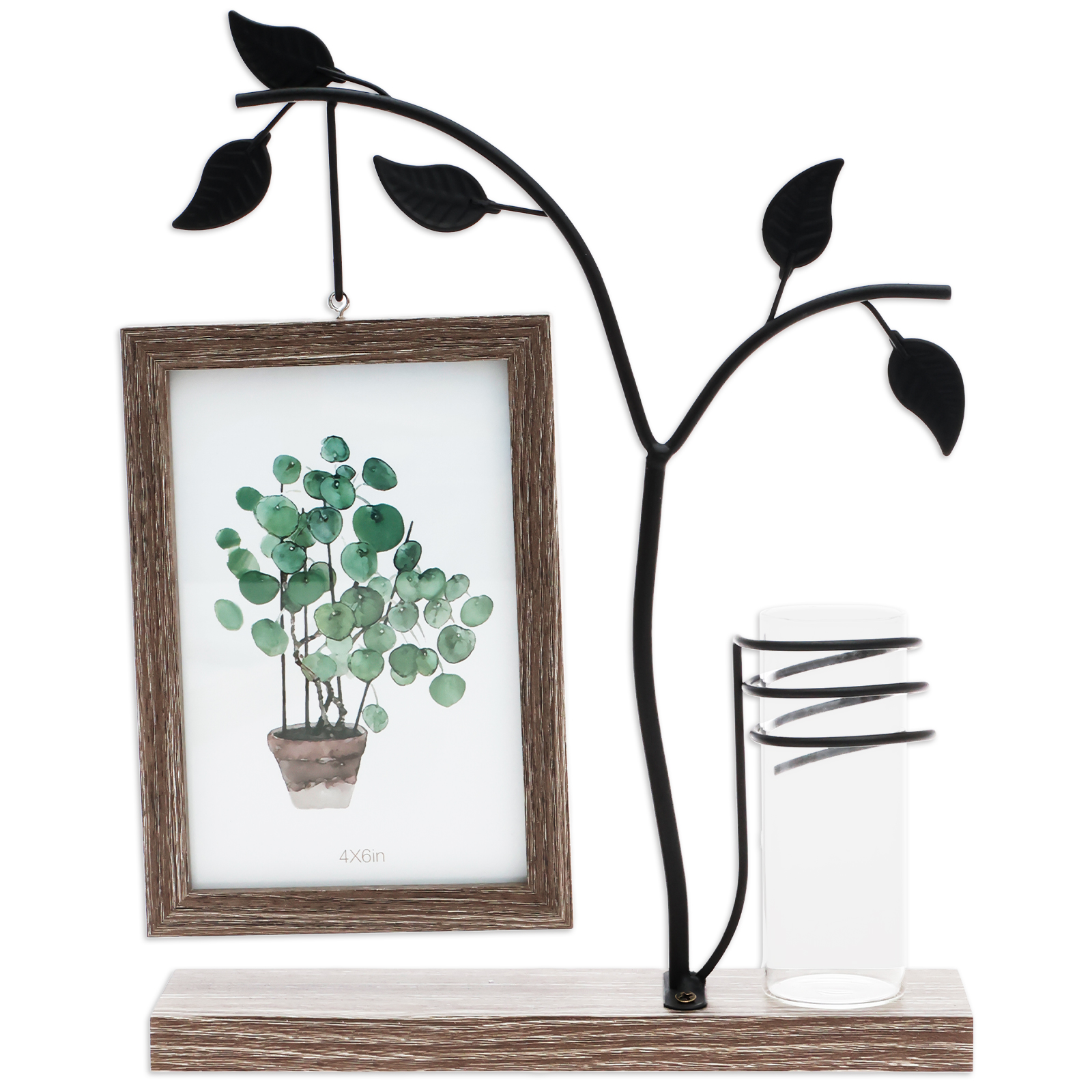 Art Frames 4X6 Fotolijst Ingelijste foto Dubbelzijdig Woondecoratie Opbergrek met standaard en glazen vaas voor bloemenplanten: YELLOW