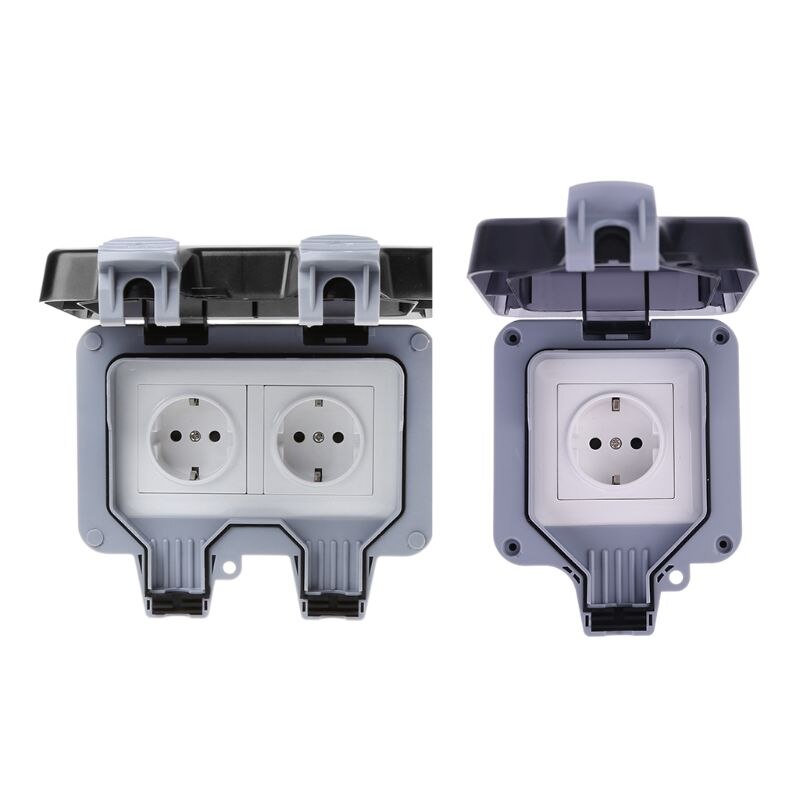 Outdoor Wall single/double Switch Socket IP66 Weather&Dust Proof Power Outlet EU Standard for switch