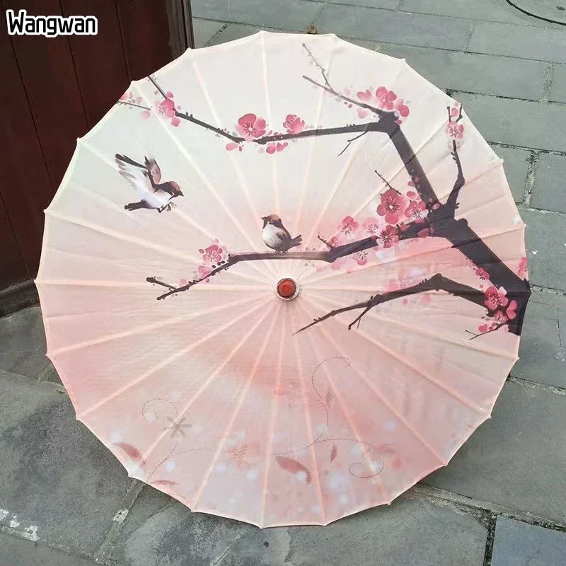 Adult Oil Paper Umbrella Chinese Style Rainproof Decoration Craft Hanfu Dance Photo Parasol Women's Umbrella Girls Cosplay Prop: Yellow