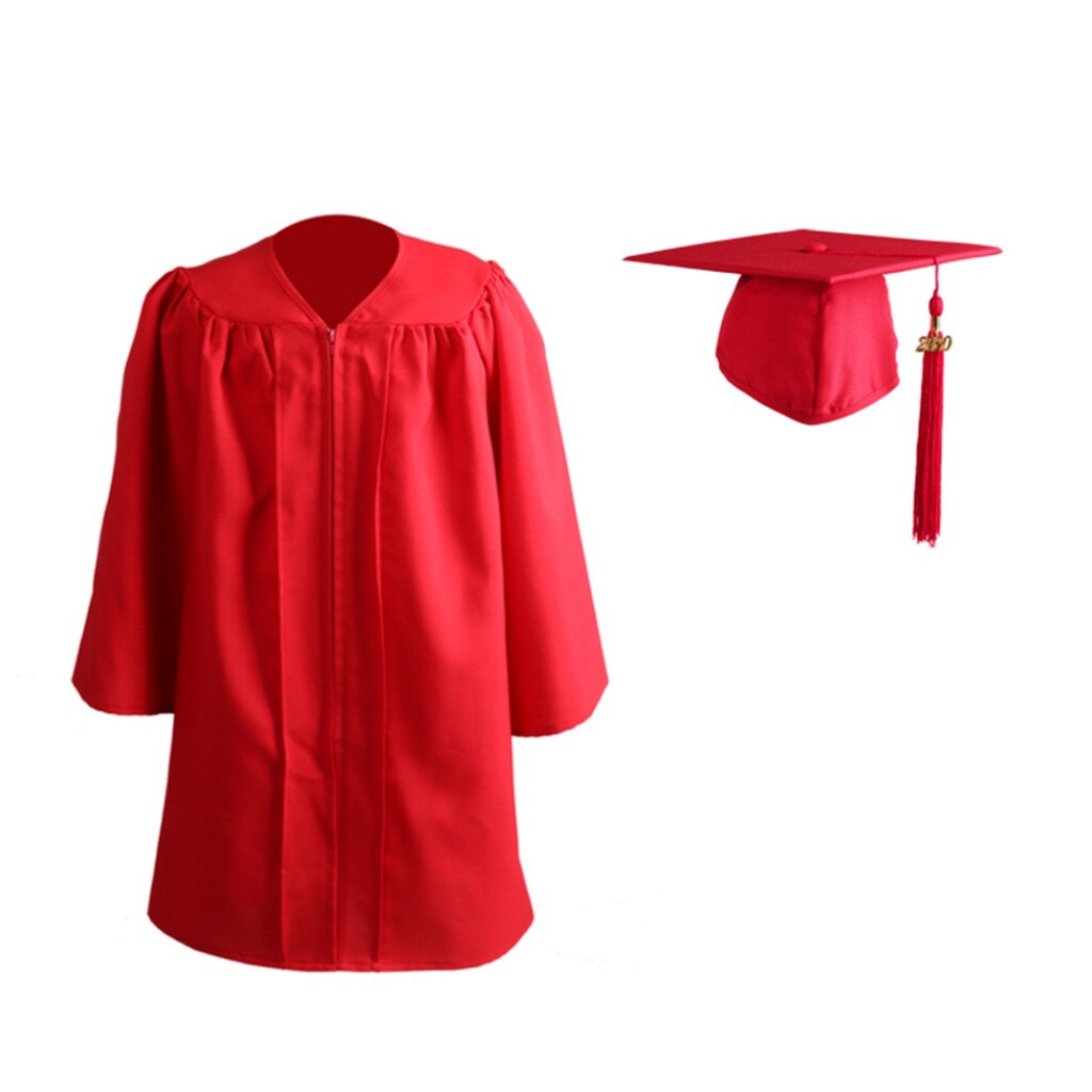 Afstudeerjurk en -pet voor kinderen, afstudeerjurk voor kleuters, kleuterschool, school, afstudeerjurk met kwastjesset: Rood / 33