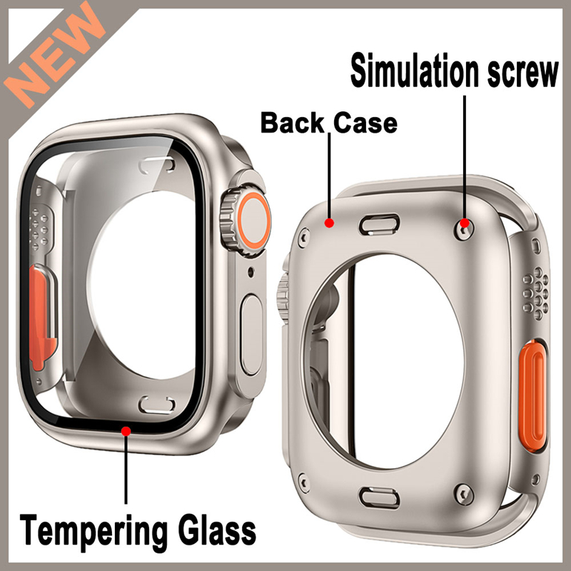 Funda protectora de pantalla para Apple Watch 44mm 45mm 40mm 41mm funda dura de parachoques trasero delantero de PC para iwatch 9 8 7 6 5 4 cambio a Ultra
