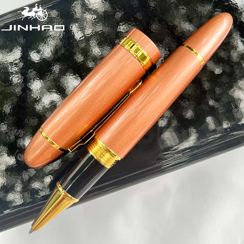 Jinhao 159 Rollerball Pen met grote cilinder en gouden clip Glad schrijven voor relatiegeschenk (zwarte inkt): Rose pink