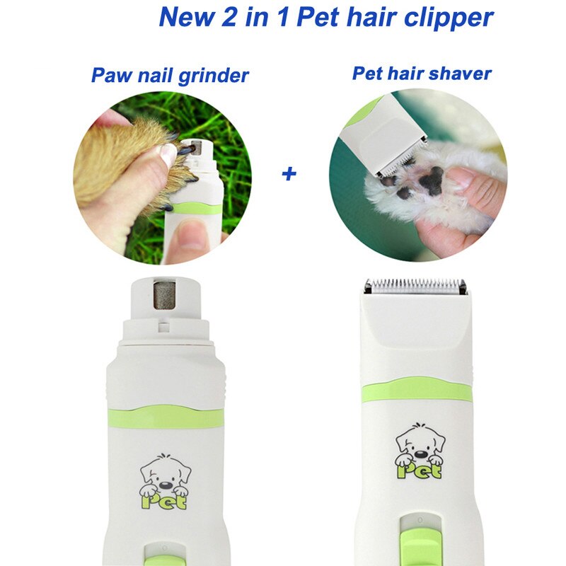 Cp -5200 2 in 1 sällskapsdjur hund katt hår trimmer tass nagelkvarn grooming klippare nagelklippare hårklippare