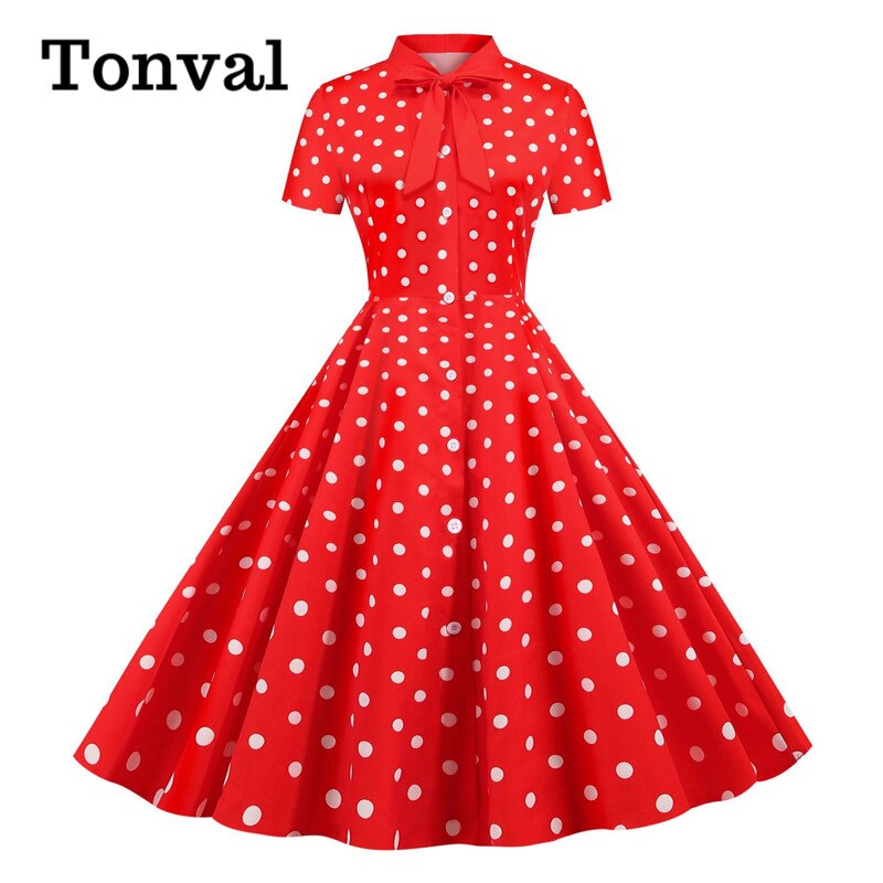 Tonval slips hals stribet vintage kvinder sommer skjorte kjole enkeltradet rockabilly casual swing kjoler