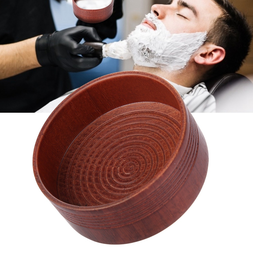 Wooden Shaving Soap Bowl Cup Mug Tools Natural for Man Shaver Razor Cleansing Foam Round