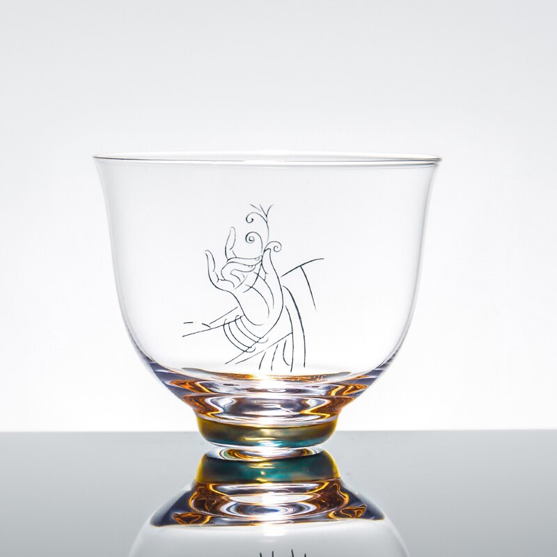 150ml glas master cup zen handmålad buddha hand lotus kopp värmebeständig tekopp te skål kung fu te set teware drinkware: D