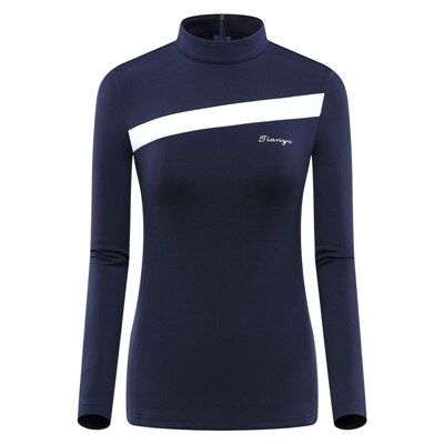 Womens Golf Shirts Warm Fleece Sports Shirt Long Sleeve Women O-Neck Tennis Clothing Sportwear D0695: Blue / L