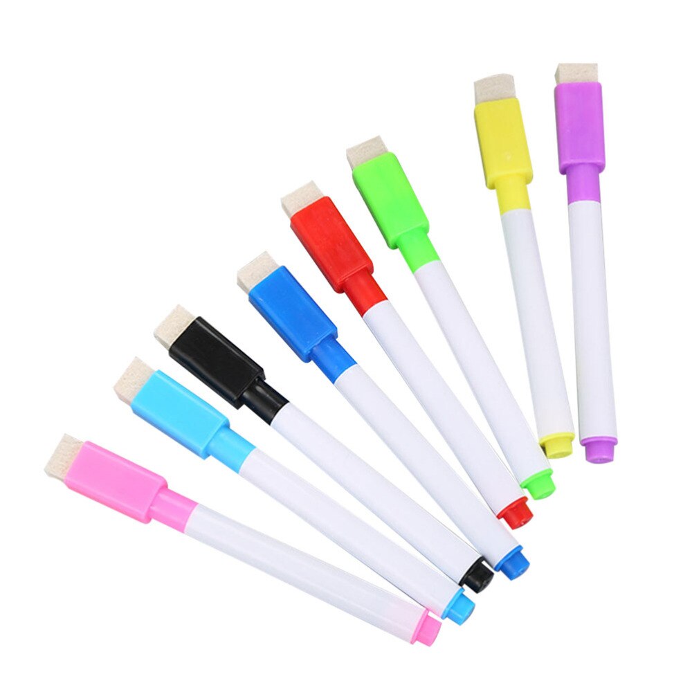 24pcs Erasable Whiteboard Pen Magnetic Whiteboard Pen Erasable Marker Carrying Brush (8 Colors)