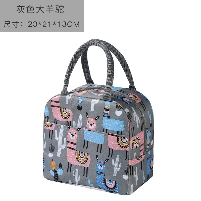 Cold Insulation Bag Thickened Lunch Bag Ice Bags Student Portable Waterproof Lunch Box Bags Lunch Box: Grey Alpaca