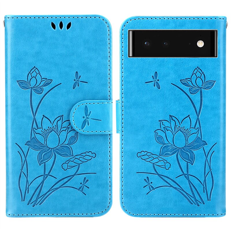 Stojak na książki portfel Coque na Google Pixel 7 Pro etui na Google Pixel7 7Pro pixel7pro 6 6pro wytłoczony kwiat lotosu etui na karty